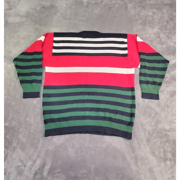 Tommy Hilfiger SZ L Jumper Sweater Men's Red Striped Knit Long Sleeve C19-18 - Picture 7 of 8